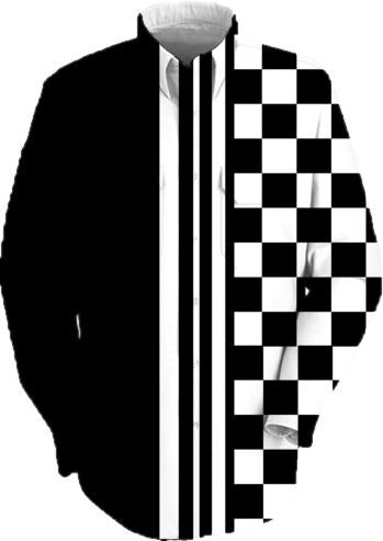 Modern black white stripes and check