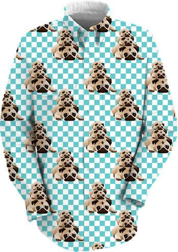 Pugs on Blue Checks