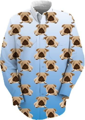 Pugs on Blue Gradient Shirt