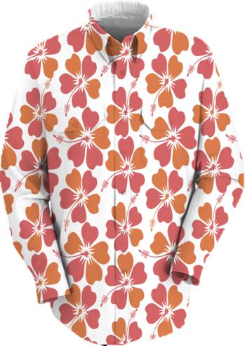 Spring colors hibiscus print on white