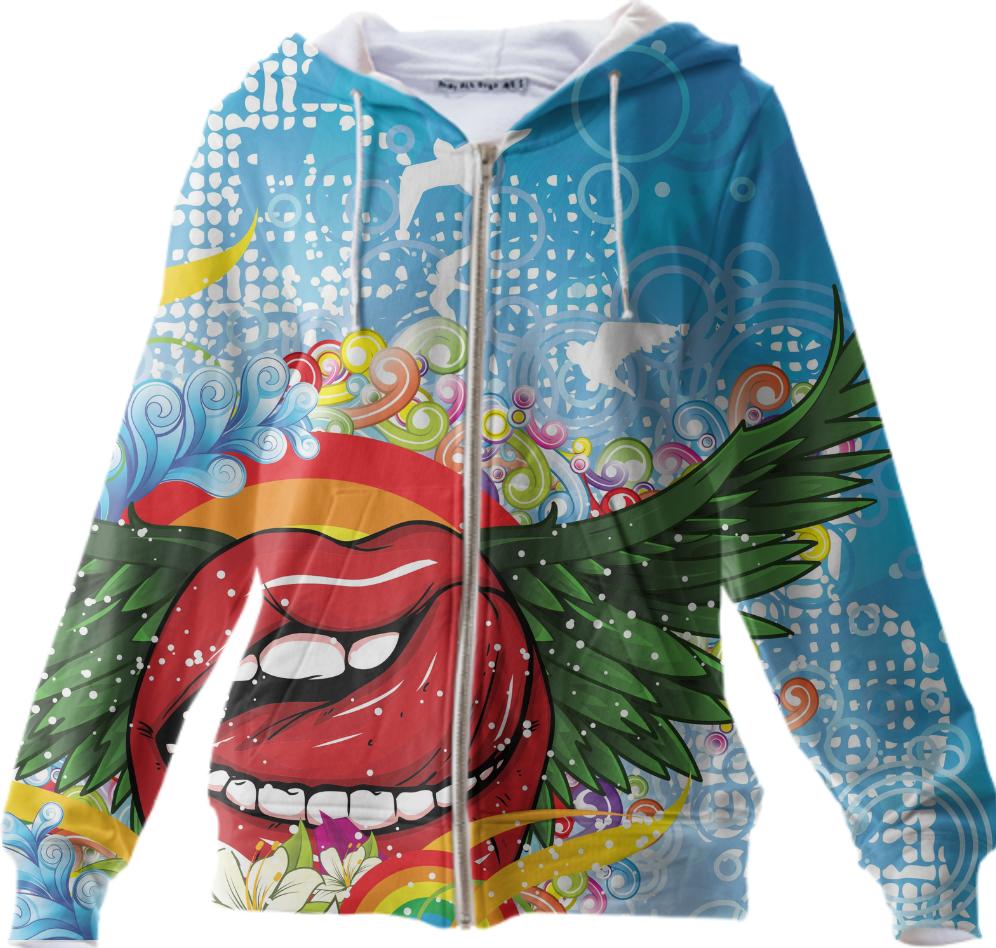 Blue Kiss This Zip Up Hoodie