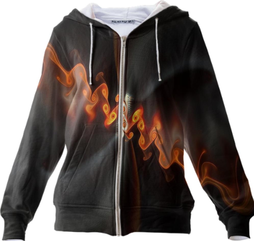 Burning Black Satin Hoodie