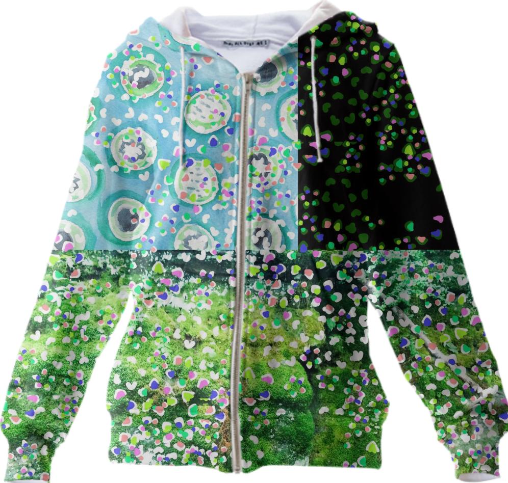 collage of watercolor polka dot and moss image