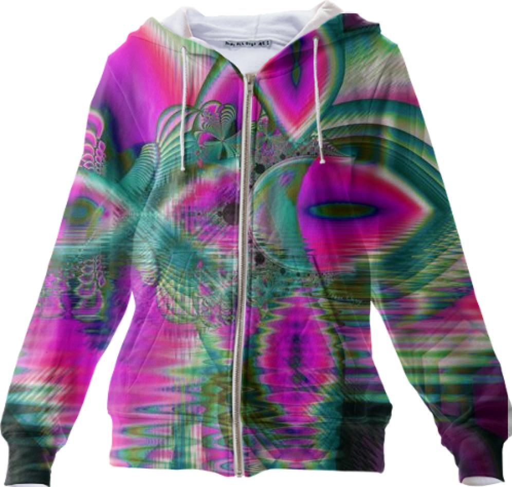 Crystal Flower Garden Abstract Teal Violet