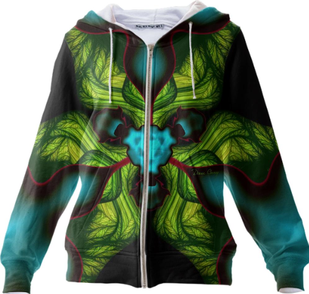 Demon Shadows Abstract Fractal Emerald and Yellow Mask