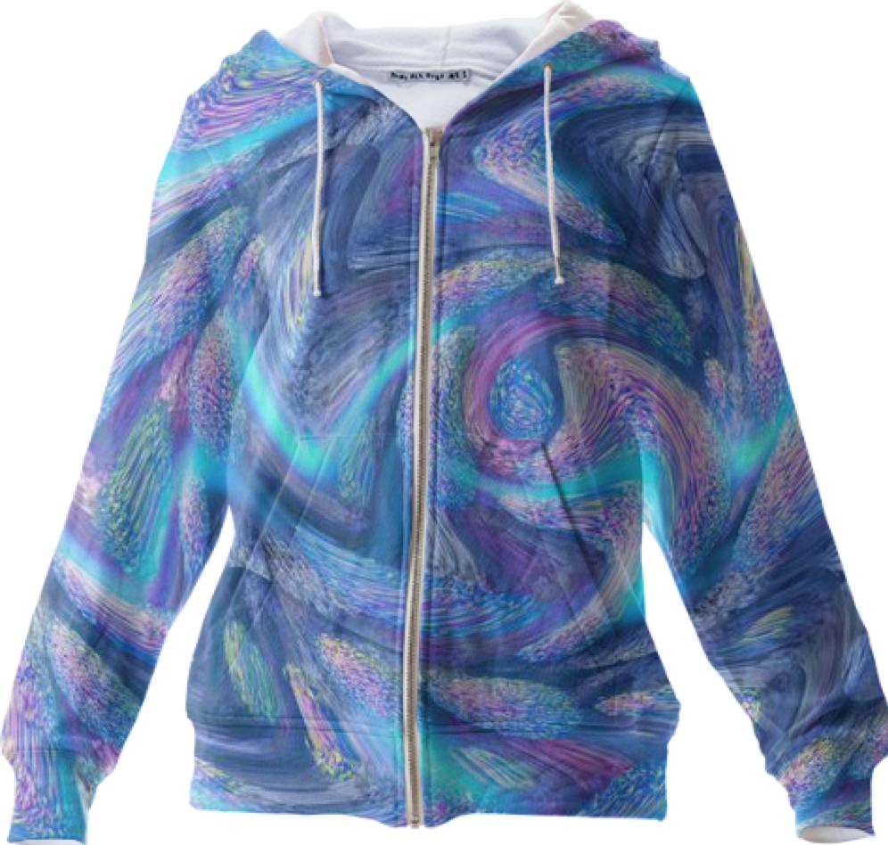 Electric Blue Zig Zags Abstract Fuzzy Sweater