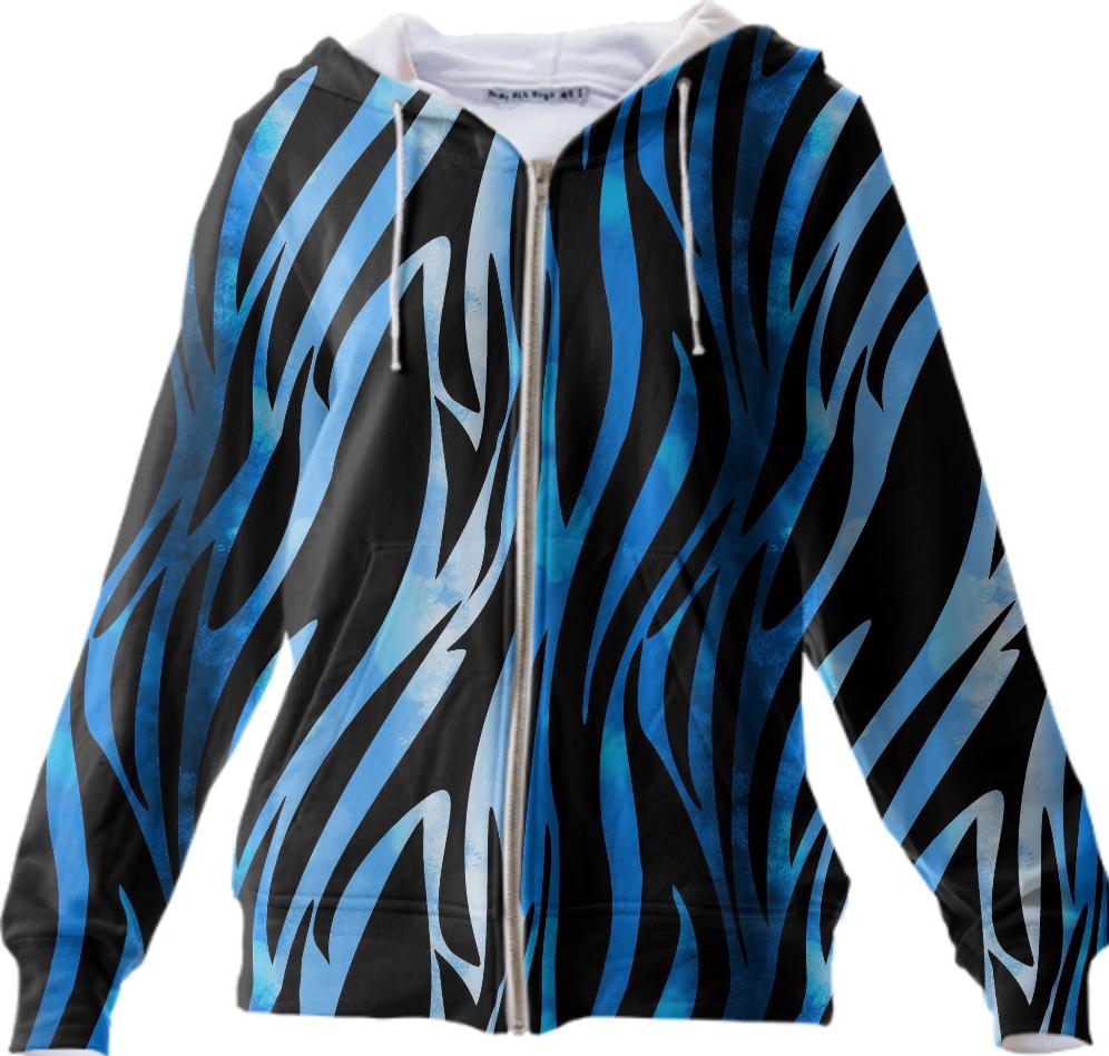 funky zebra blue batik effect