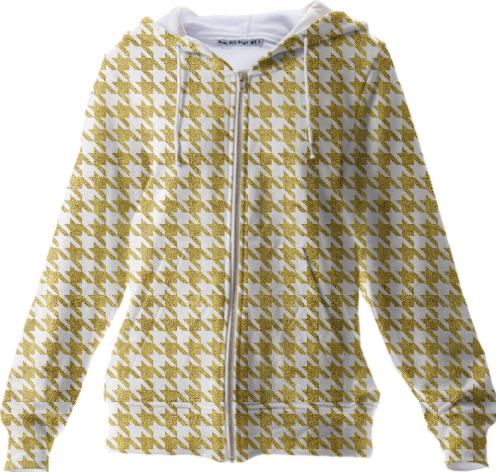 Golden Pied de Poule Zip Up Hoodie
