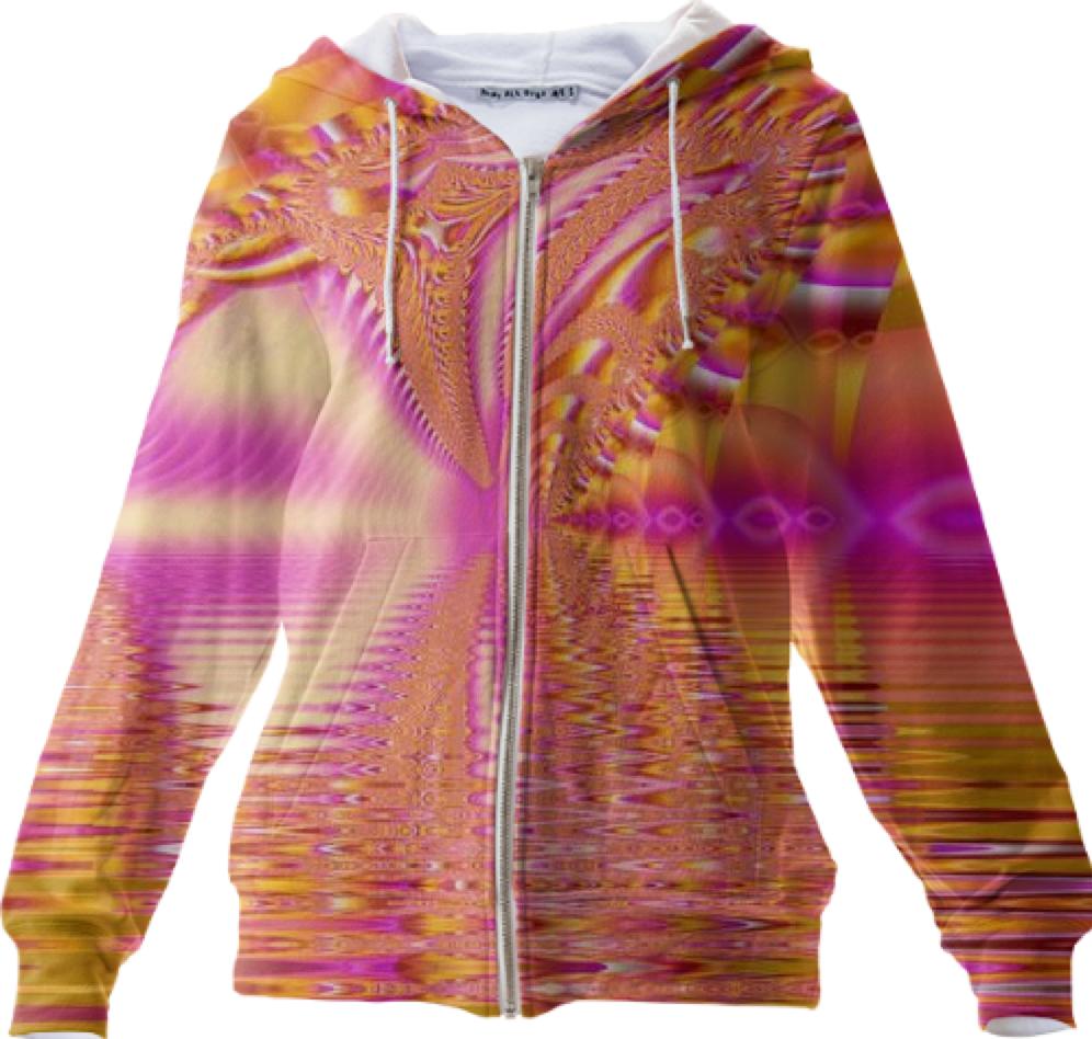 Golden Pink Fiesta Abstract Fractal Ocean Ripples