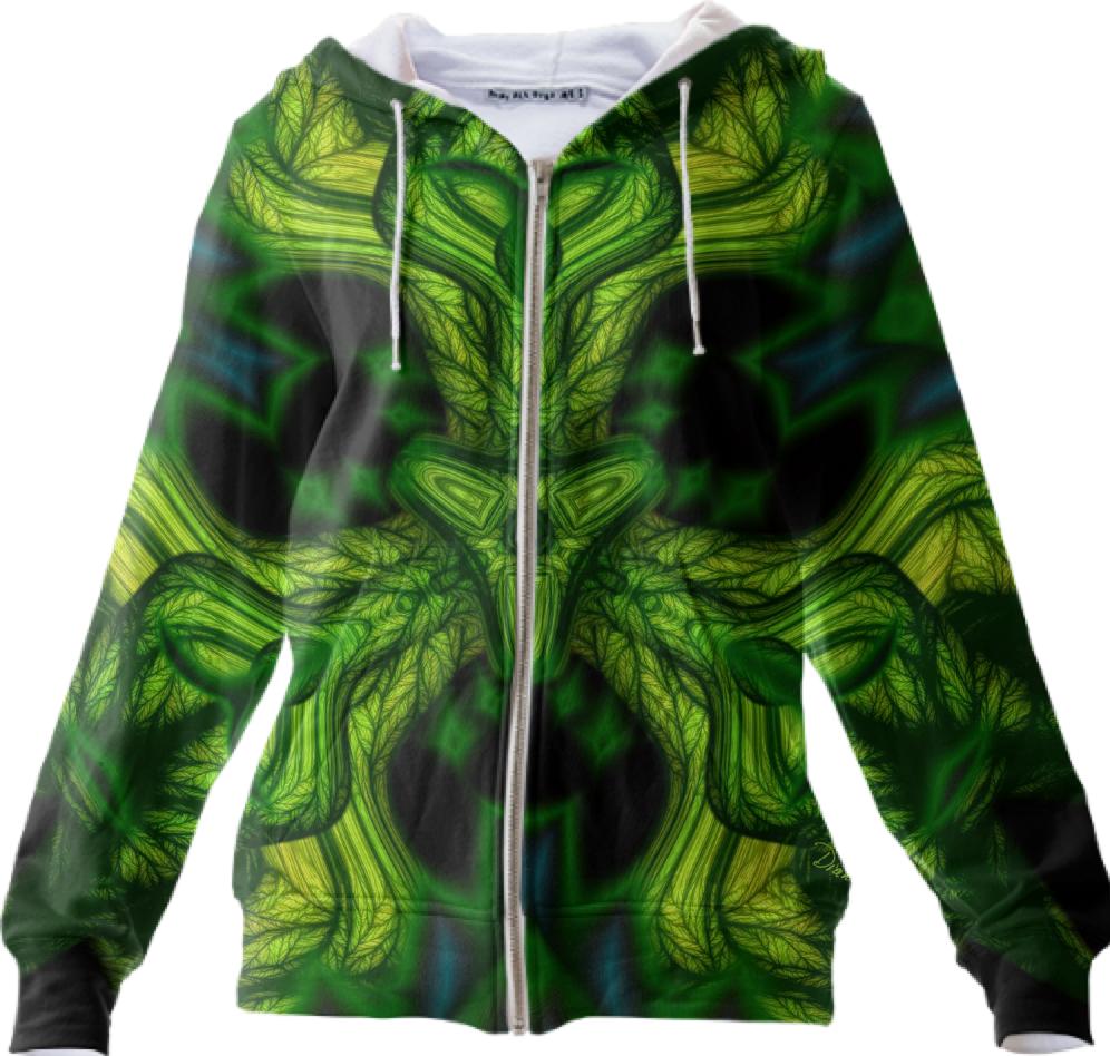 Green Man Goblin Abstract Emerald and Gold Mask