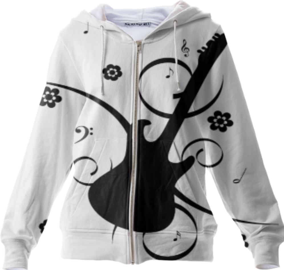 guitar music notes zip up hoodie