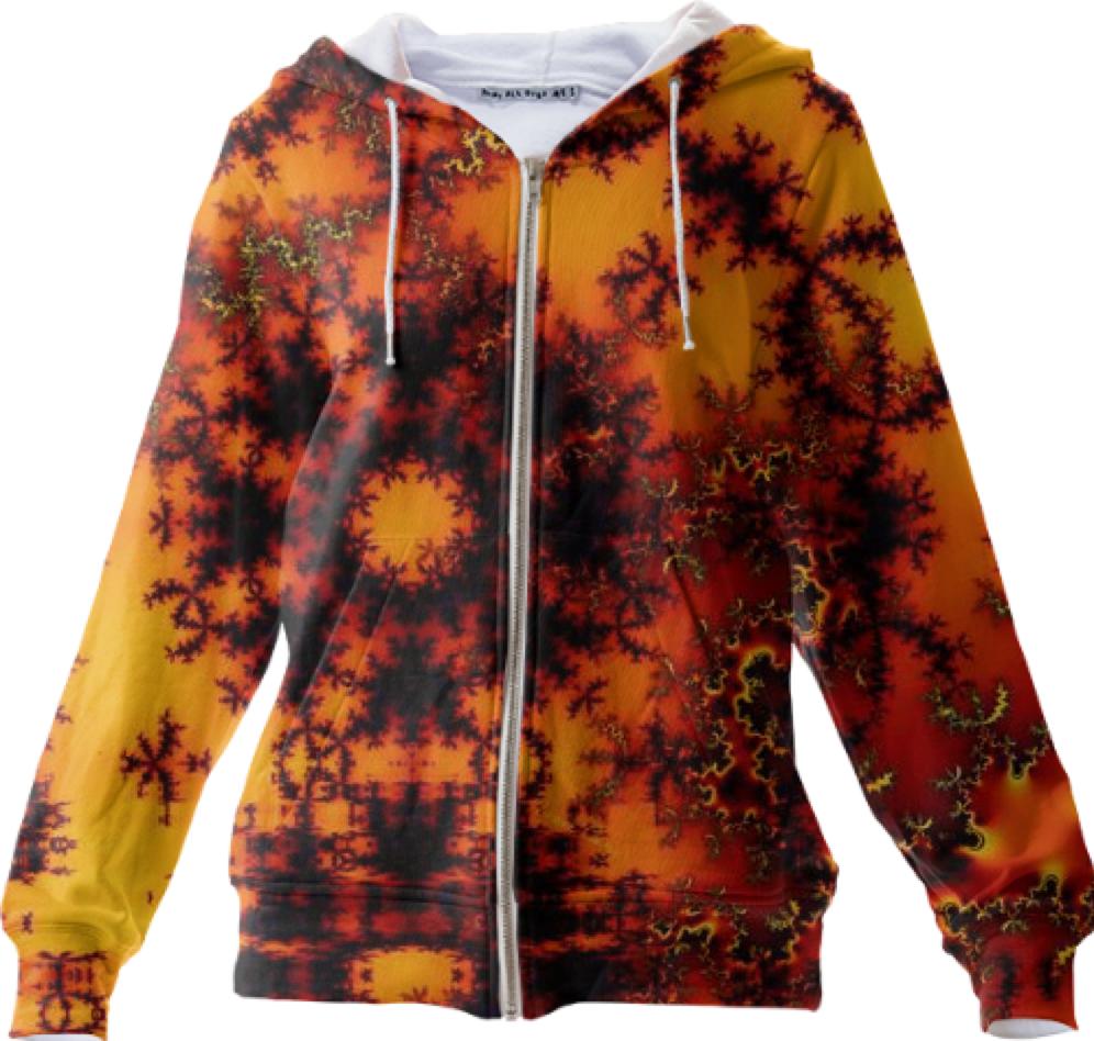 Mystical Golden Fire Lake Abstract Baroque Illusion