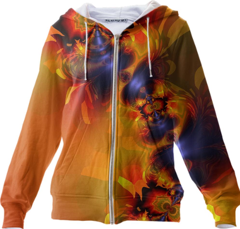 Orange Eyes Aglow Abstract Fractal Gold and Violet Delight