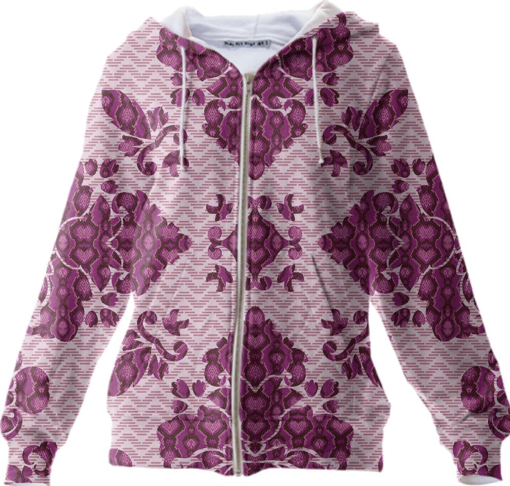 Python Lace Fantasy in Pink Zip Up hoodie
