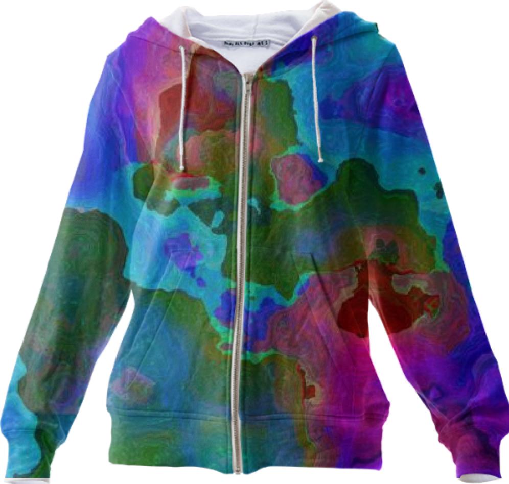 Teal Rose Dance of Paint Abstract Water Map
