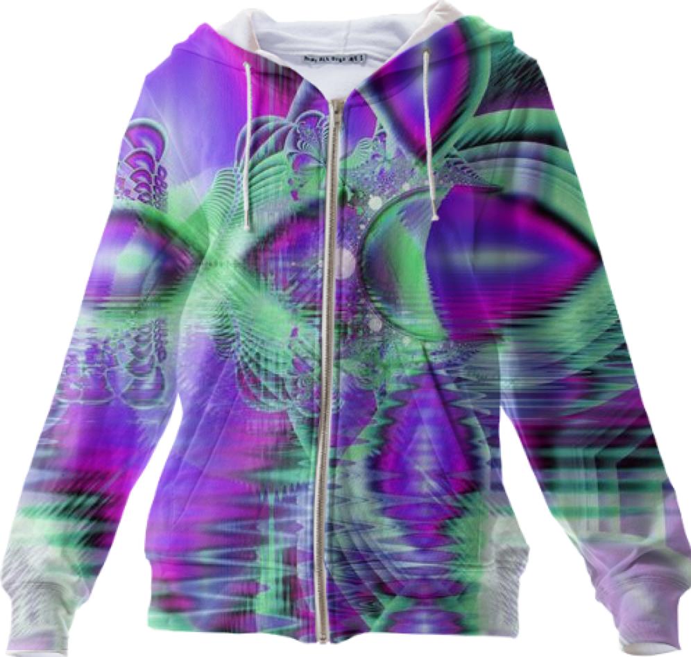 Violet Peacock Feathers Abstract Fractal Crystal Mint Green