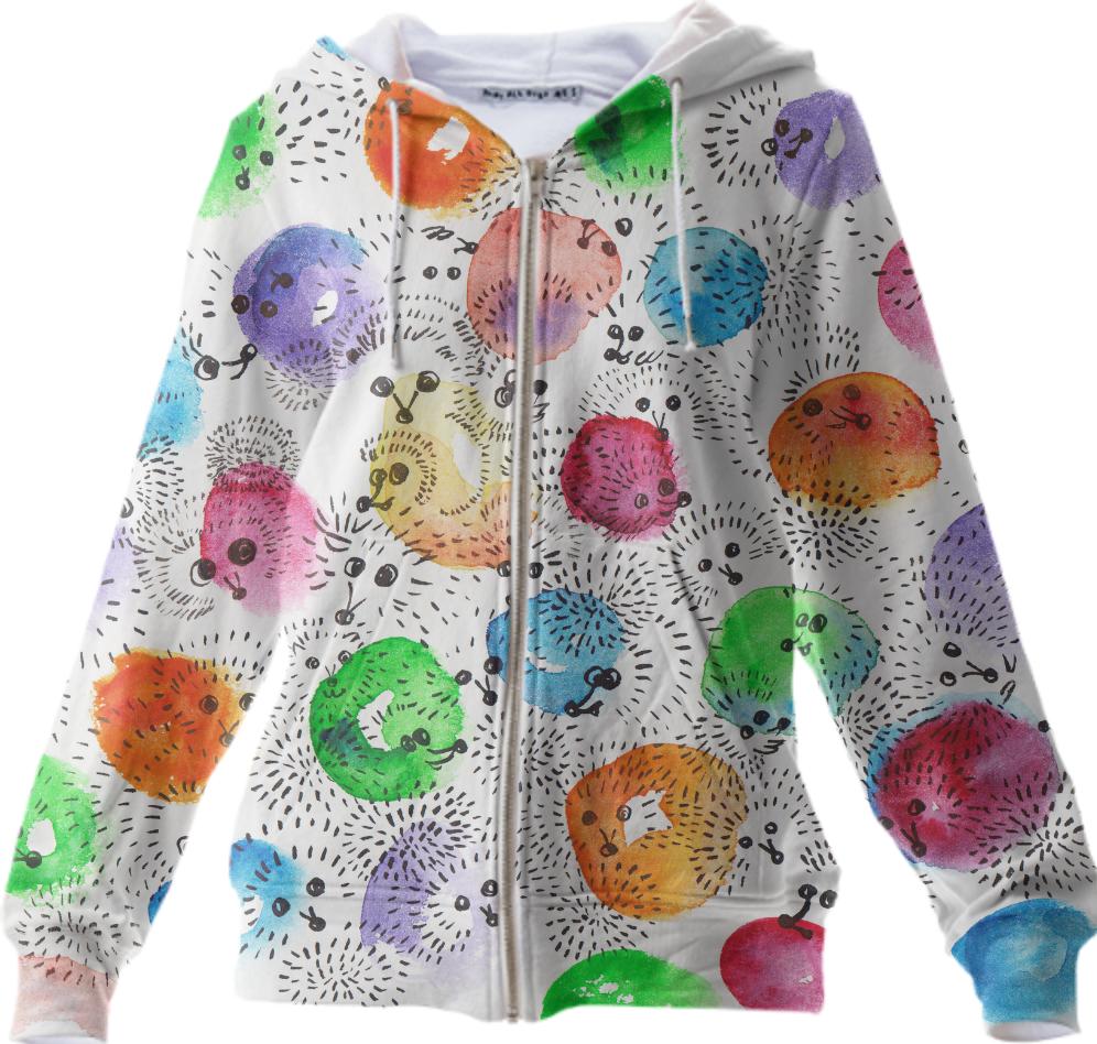 watercolor hedgehog hoodie