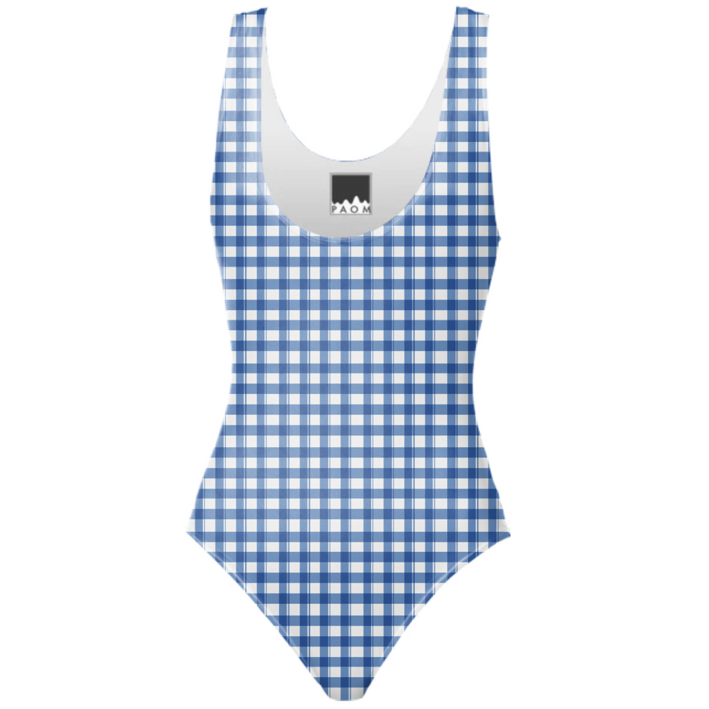 Blue checkered pattern, summertime beach and picnic vibes!
