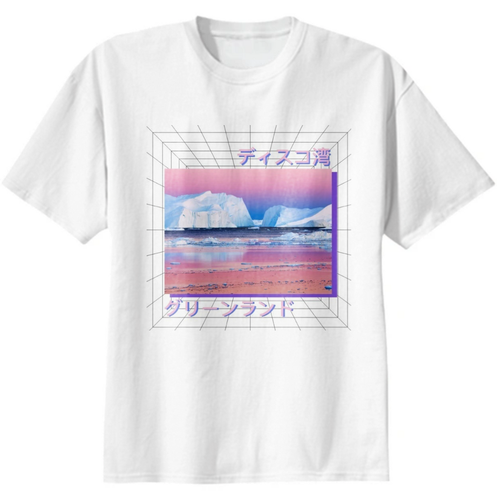 "Disko Bay Greenland" Vaporwave T-Shirt (white)