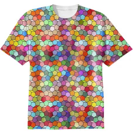 Colorful Geometric Polygon Pattern T Shirt