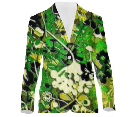 Wacky Retro Floral Abstract in Dark Green