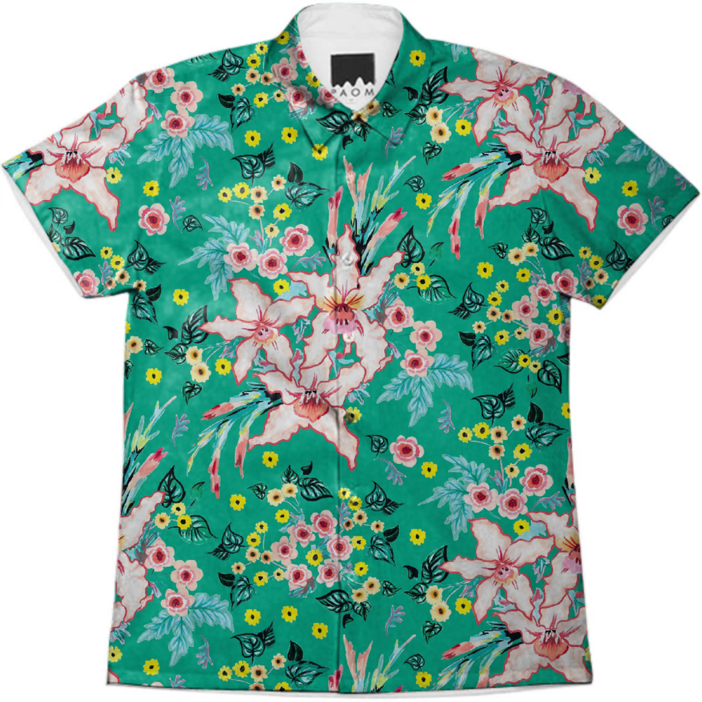 Tropical floral lilies and teal