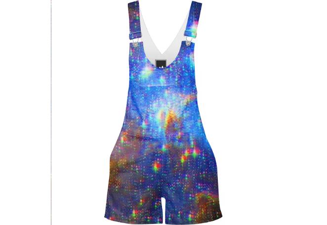 Glitchy Starscape Overall Shorts