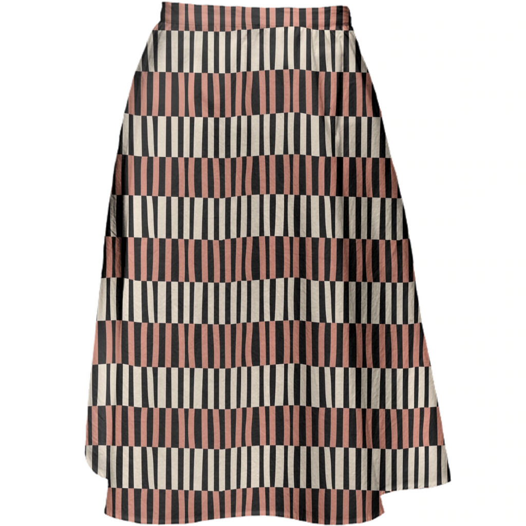 Retro Striped Midi Skirt