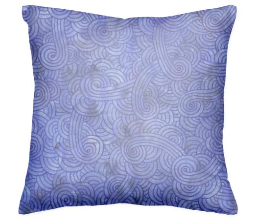 Royal blue swirls doodles Pillow