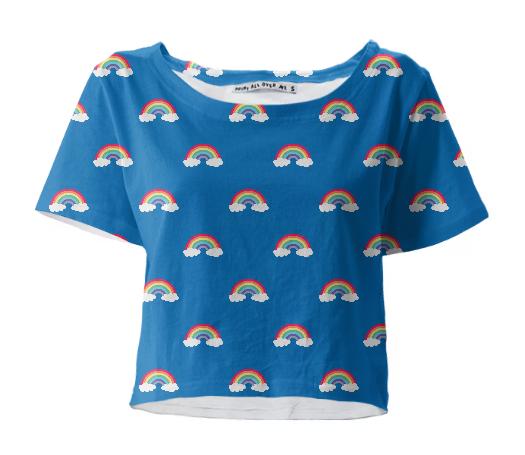 Over The Rainbow Crop Top Repeat Med Blue