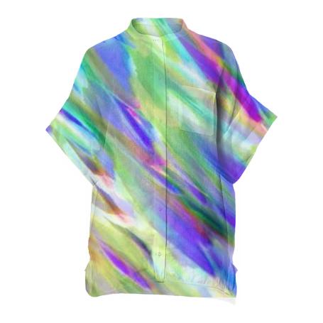 BOXY LINEN SHIRT Colorful digital art splashing G401