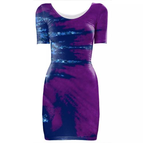 Blue Glitter Splash Bodycon Dress