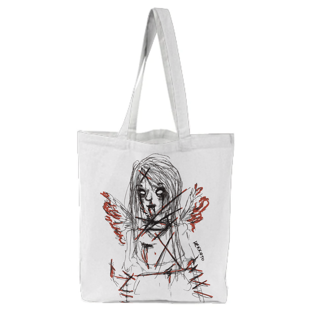 Fallen angel demon spooky horror creepy edgy depression mental health tote bag