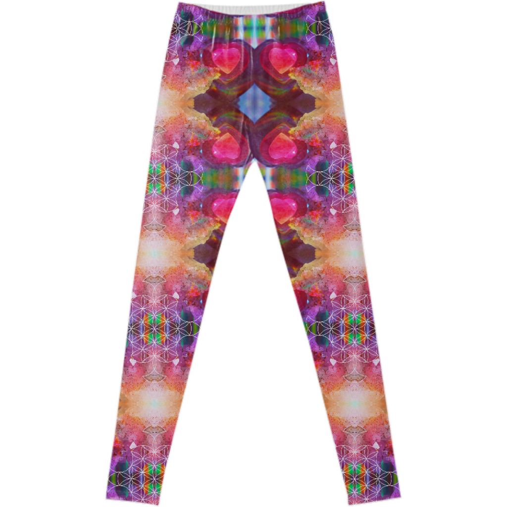 rainbow amethyst and rose quartz crystal rainbow mandala ~ legging  ~ design 01