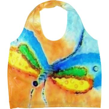Cute yellow turquoise dragonfly Eco Tote