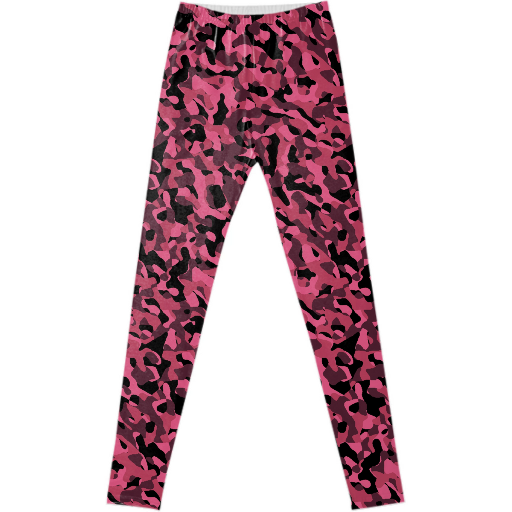 Pink and Black Camo Camouflage Pattern Leggings