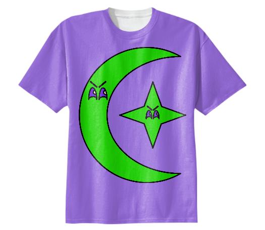PURPLE GREEN MOON STARS TEE