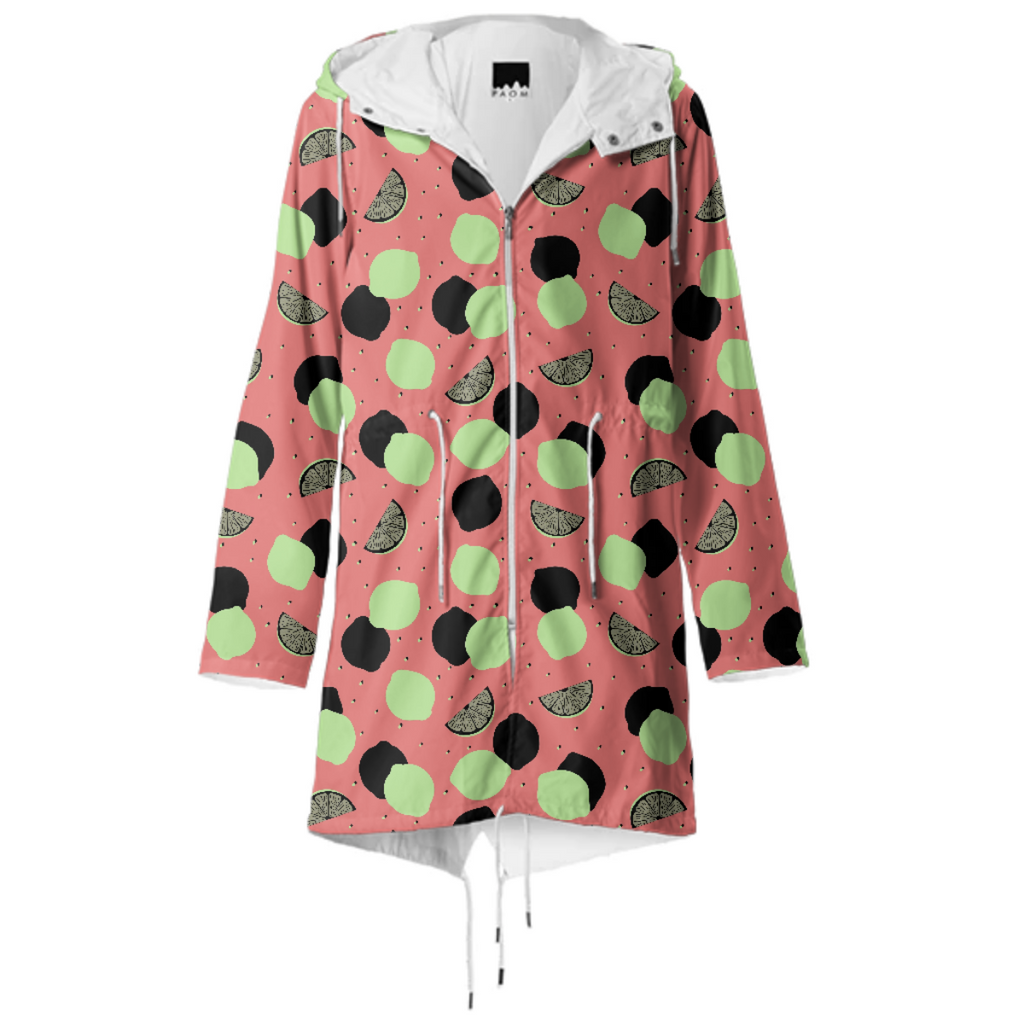 Black Shadowed Lime Raincoat