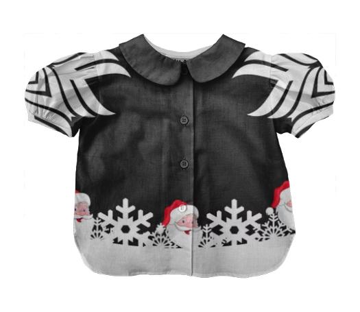 SANTA CLAUS SNOWFLAKE CHRISTMAS KIDS BLOUSE
