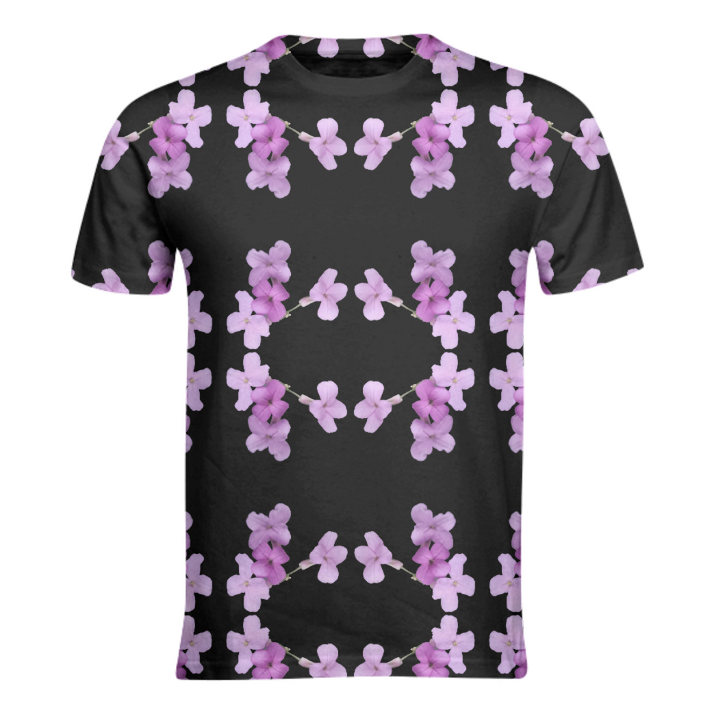 Pink Flowers geometric on Black