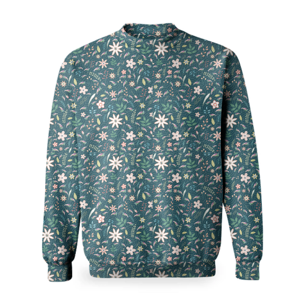 Adorable Floral Turtles Pattern With Light wavy Blue Background