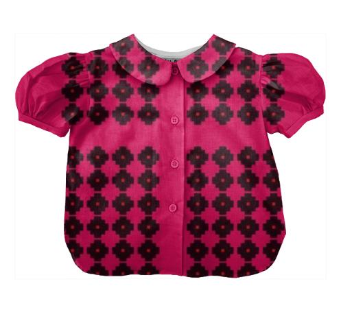KIDS DESIGNERS ILLUSTRATED BLOUSE PINK BLACK