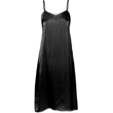black slip dress