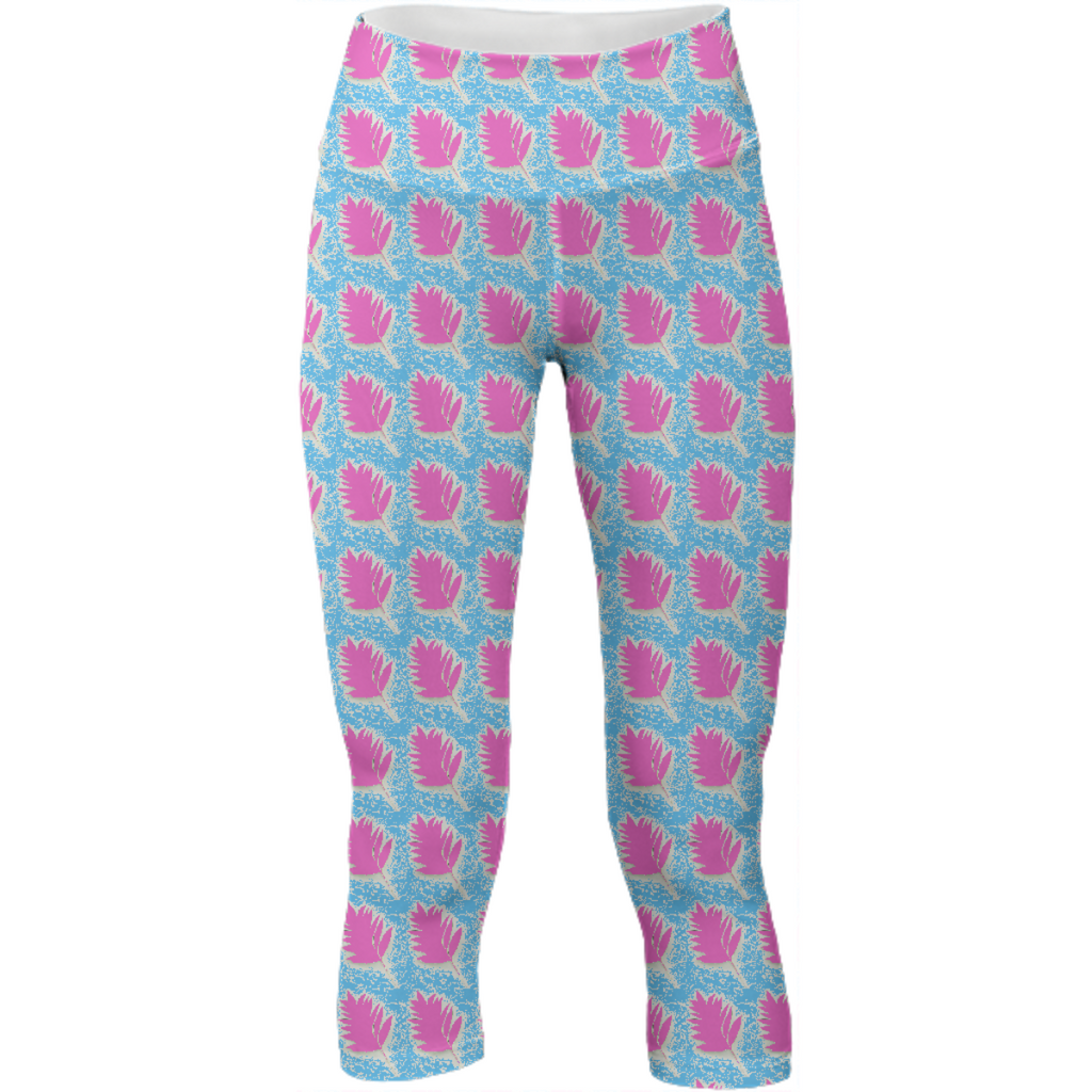 Sky Pink Leaf Yoga Pant
