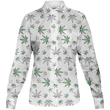 Weed Illustrated Women s Button Down