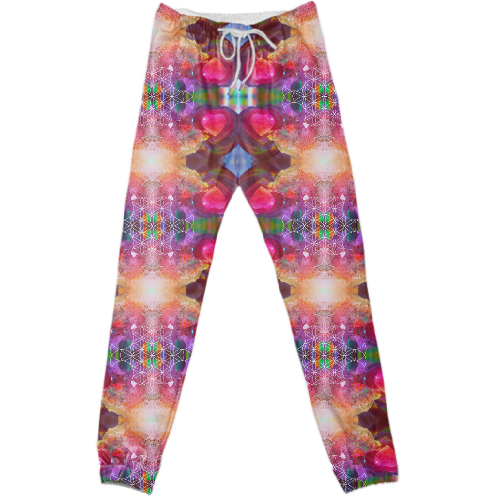 rainbow amethyst and rose quartz crystal rainbow mandala ~ sweatpants  ~ design 02