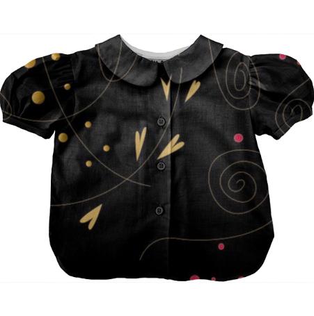 Cotton Kids bluse Black with Gold Folk
