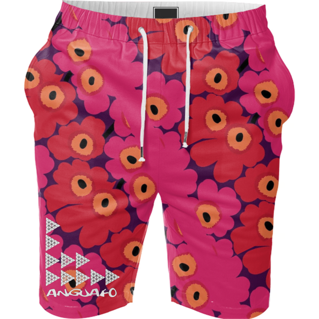 Anguafo 25 M Tongues pink floral shorts