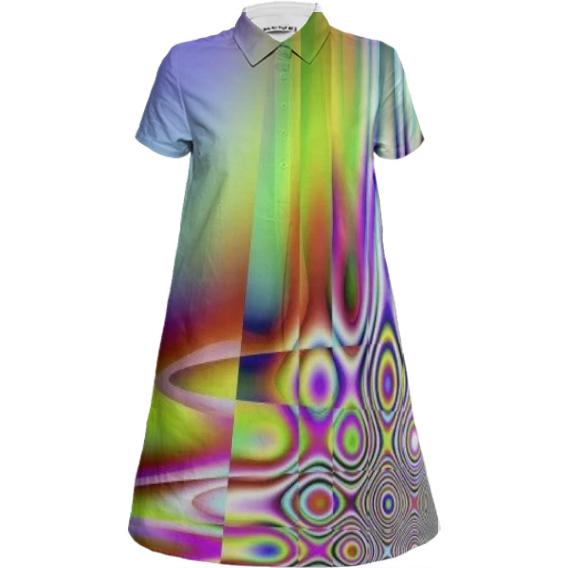 Color Eruption Mini Shirt Dress