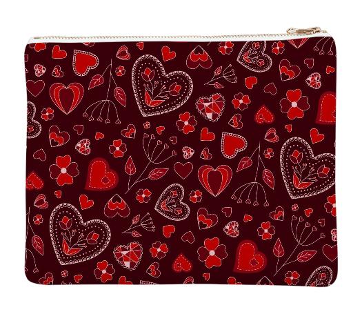 Red hearts and flowers pattern